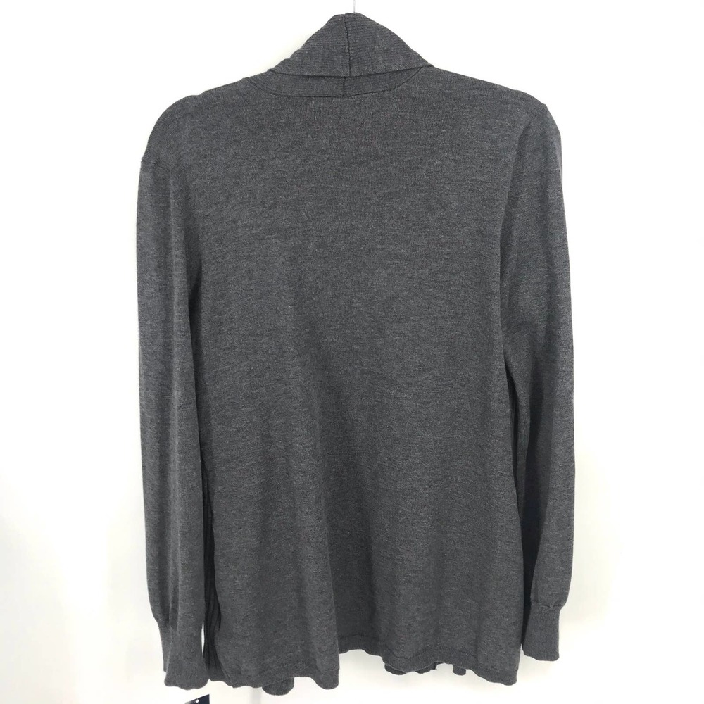 Charcoal Open Front Ribbed Cardigan - Picture 3 of 8